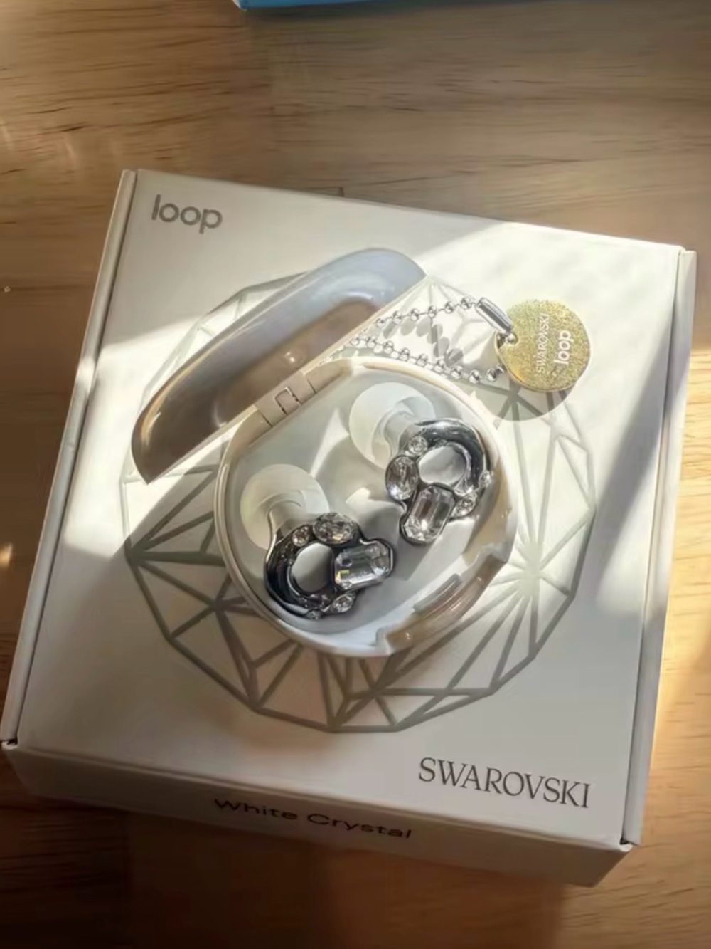 Swarovski White Crystal Loop Earplugs with Crystal Accents